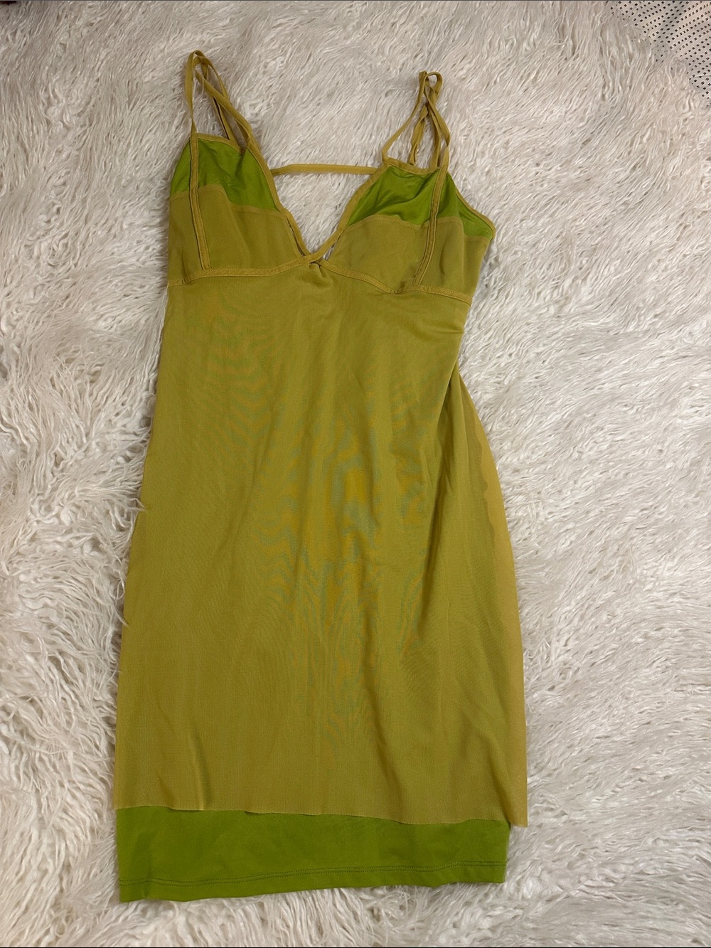 Top Shop by ASOS Chartreuse Slip Dress with Contrast Trim